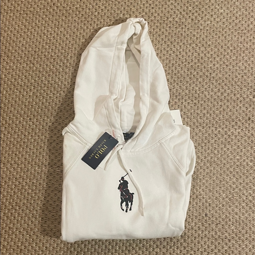 Ralph Lauren White Hoodie with Black Logo